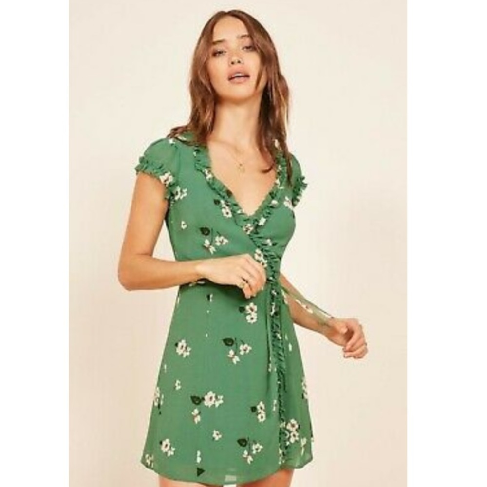 NWOT Reformation Green Garnet Mini Dress